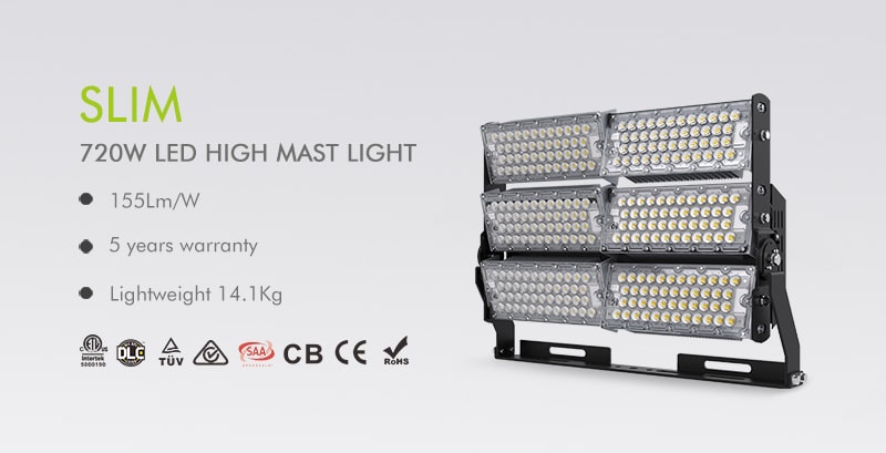 (Slim) 720W 60degree LED High Mast Light for 30-meter High Tower Crane - Customer Feedback