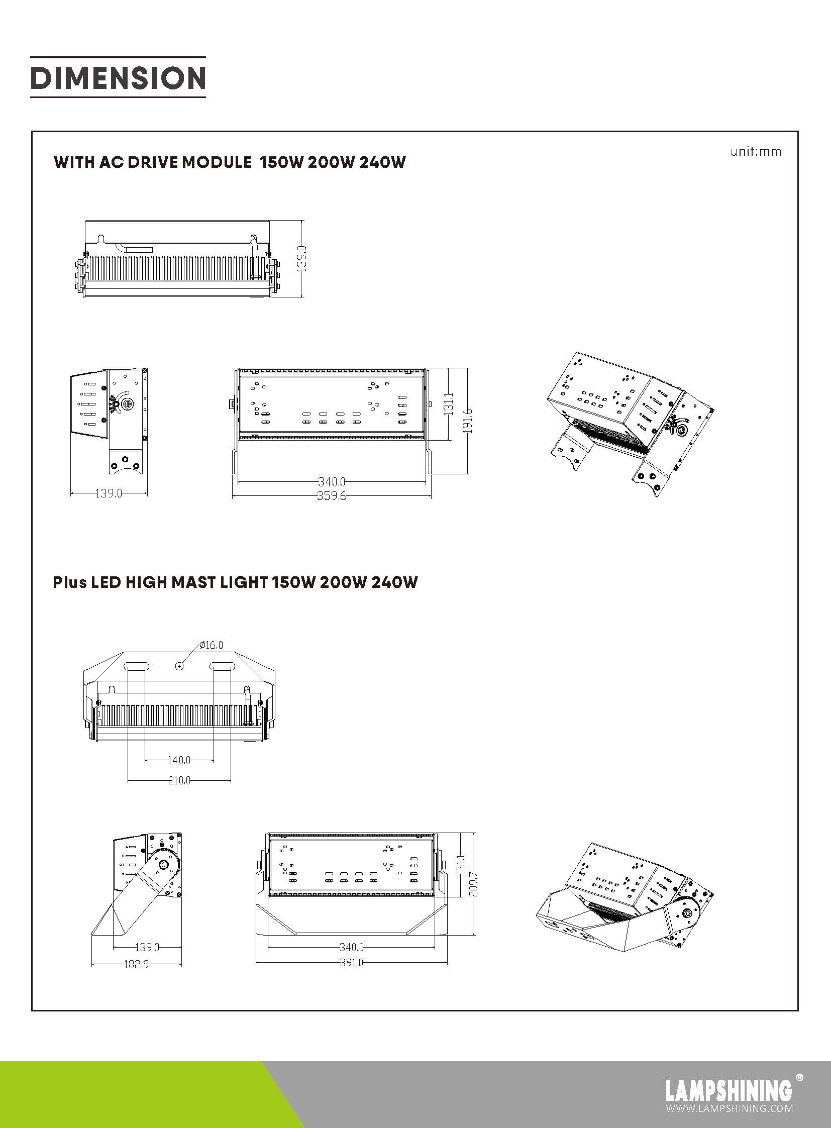 150W-1200W Plus SKD LED High Mast Lights Modular Design