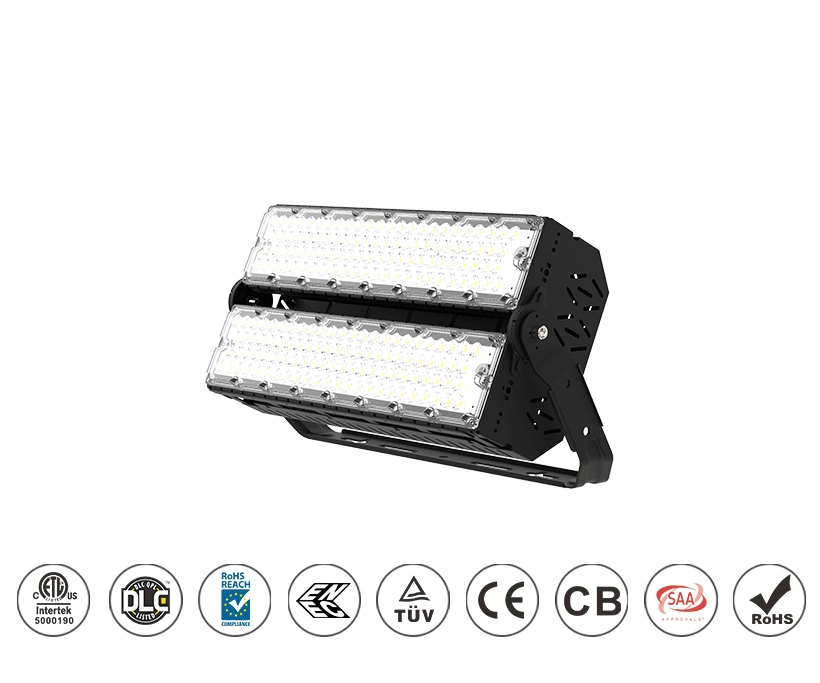 480W LED Sports Light, 100-277vac, CRI80, IP66, Dimmable Wall, Ground, Pole Installation